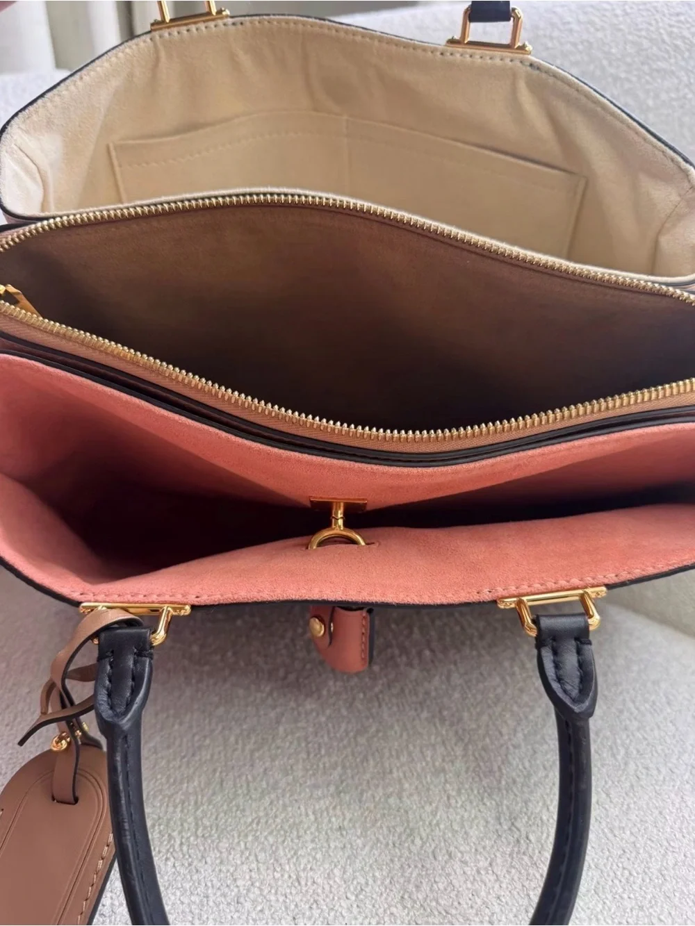 Louis Vuitton Monogram Tote with Pink Leather Tab and Gold Hardware
